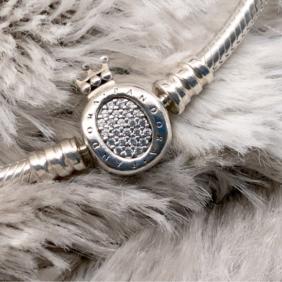 Genuine Pandora Snake Chain Crown O Clasp Bracelet - Picture 2 of 11